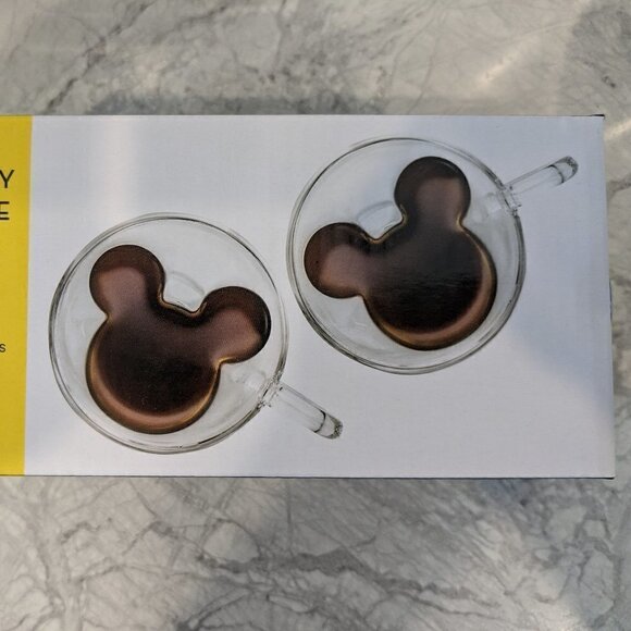 JoyJolt Disney Mickey Mouse Double Wall Espresso Cups - Set of 2 - New Open Box - Picture 4 of 16